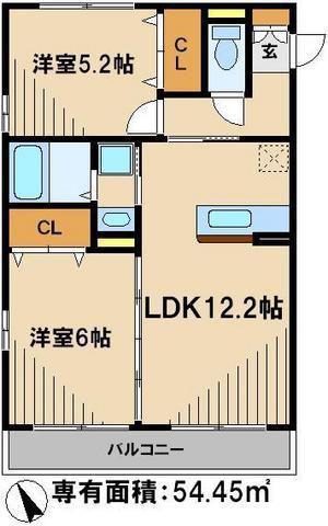 レジデンス三郷Ⅰ号館(2LDK/1階)の間取り写真