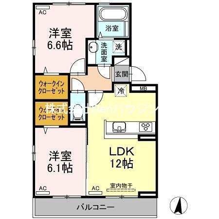 キャトルセゾン南佐古(2LDK/3階)の間取り写真