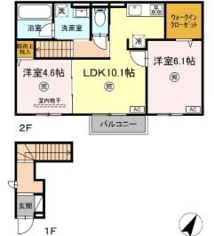 ウィスタリアII(2LDK/2階)の間取り写真