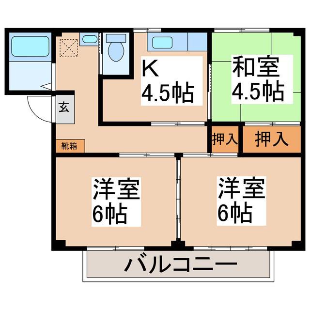 古里ハイツ(3K/1階)の間取り写真