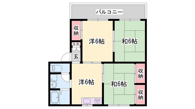 コーポサンライズB棟(3DK/2階)の間取り写真