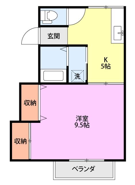 ハイツブルースカイ(1DK/1階)の間取り写真