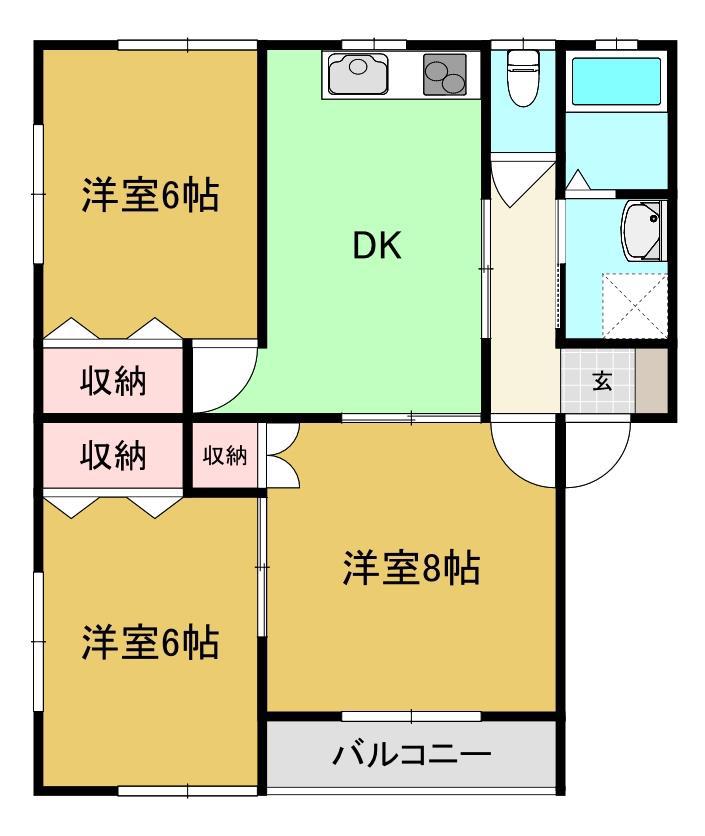 ハイツジャン 3(3DK/2階)の間取り写真