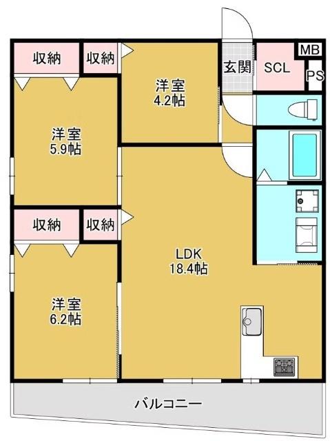VIA LATTEA(3LDK/4階)の間取り写真