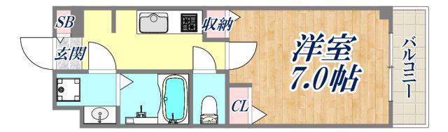 ポコアポコ芦屋(1K/2階)の間取り写真