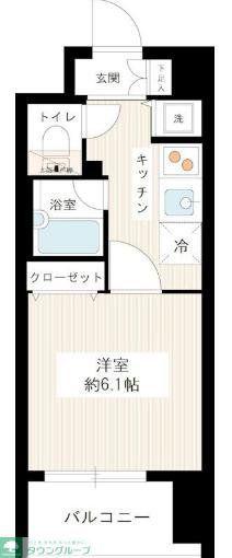 グランヴァンアクアヴェル亀戸(1K/11階)の間取り写真