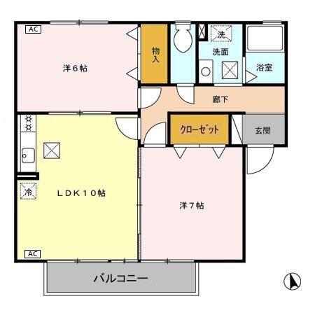 ドリームハイツカワセIII(2LDK/1階)の間取り写真