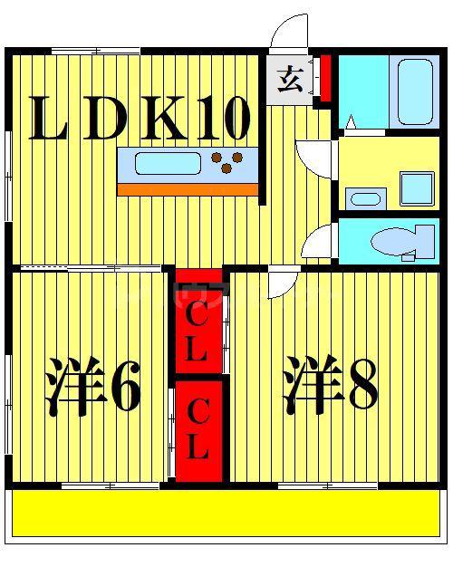 シャトレーハヤマ(2LDK/2階)の間取り写真