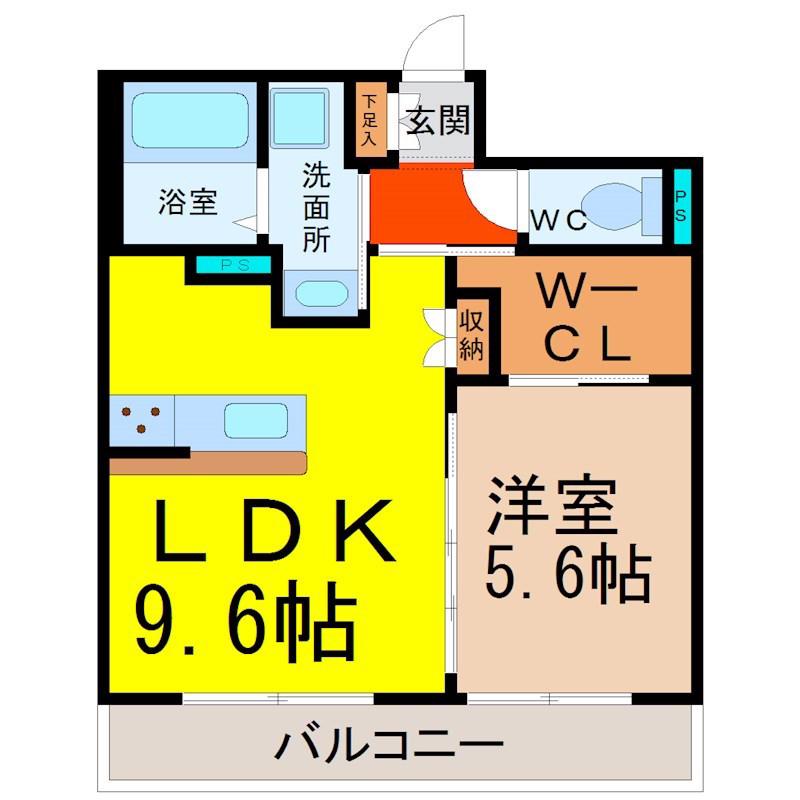 GRANDEUR CHIKUSA(1LDK/3階)の間取り写真