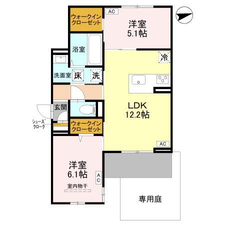コントレイル(2LDK/1階)の間取り写真