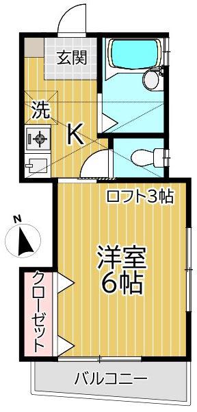 若草拾壱蕃館(1K/2階)の間取り写真