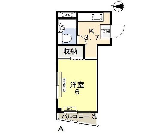 吉岡ビルI(1K/3階)の間取り写真