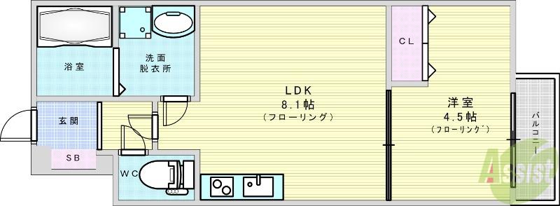 フォレ下穂積(1LDK/2階)の間取り写真