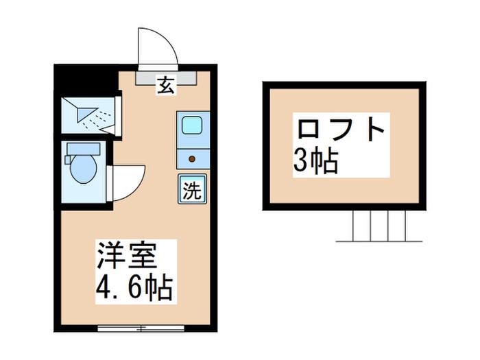 テラス宿河原(ワンルーム/2階)の間取り写真