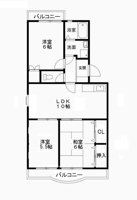 コーポラス仲村(3LDK/3階)の間取り写真