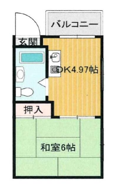 高橋ビル(1DK/4階)の間取り写真