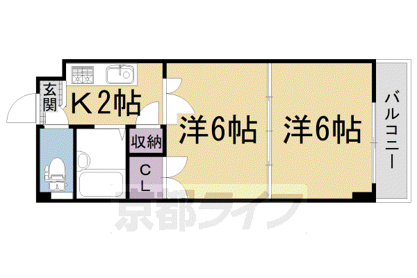 サンチェリーたかだI(2K/3階)の間取り写真