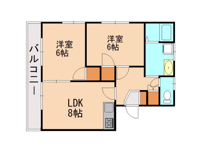 CUBE篠栗駅北(2LDK/2階)の間取り写真