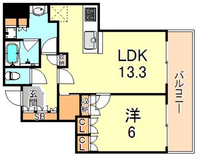 御影タワーレジデンス(1LDK/8階)の間取り写真