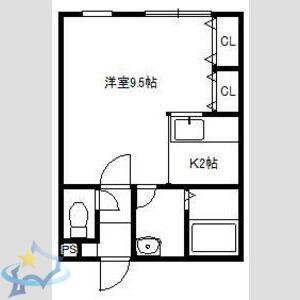 COCO ・ MOP Ⅱ(1K/2階)の間取り写真