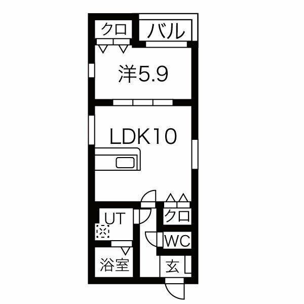 TRYI鳥羽見(1LDK/2階)の間取り写真