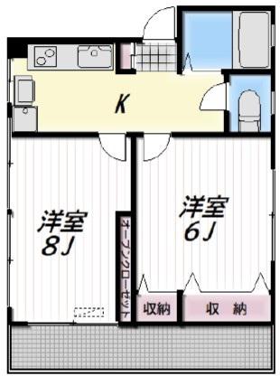メゾンドソレイユ(2K/4階)の間取り写真