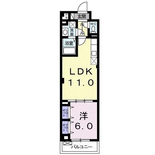 バルーム 8(1LDK/1階)の間取り写真