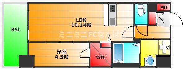 ALIVIS桜川 き(1LDK/2階)の間取り写真