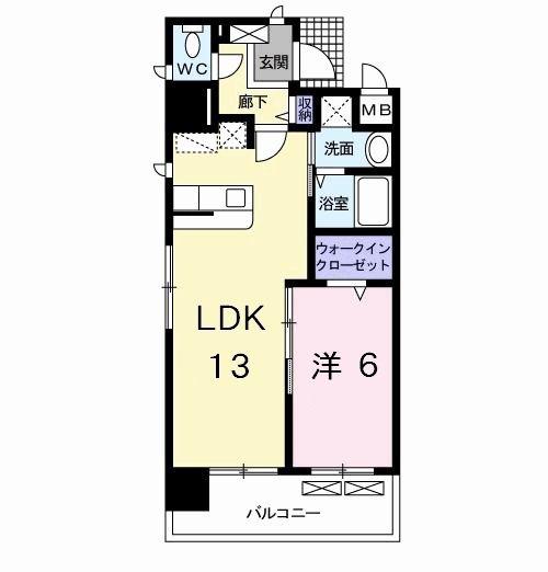 カーサ・デル・ソーレ(1LDK/4階)の間取り写真