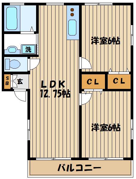 アクティブハウスイースト(2LDK/2階)の間取り写真