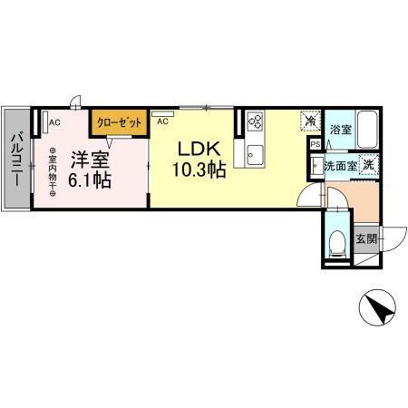 ウィスタリナ(1LDK/2階)の間取り写真