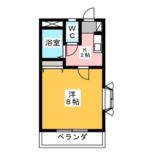 エスポワール初生A(1K/2階)の間取り写真