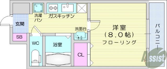 プランドビル本町(1K/4階)の間取り写真