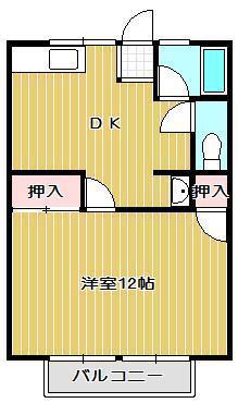 シティハイム的場(1DK/2階)の間取り写真