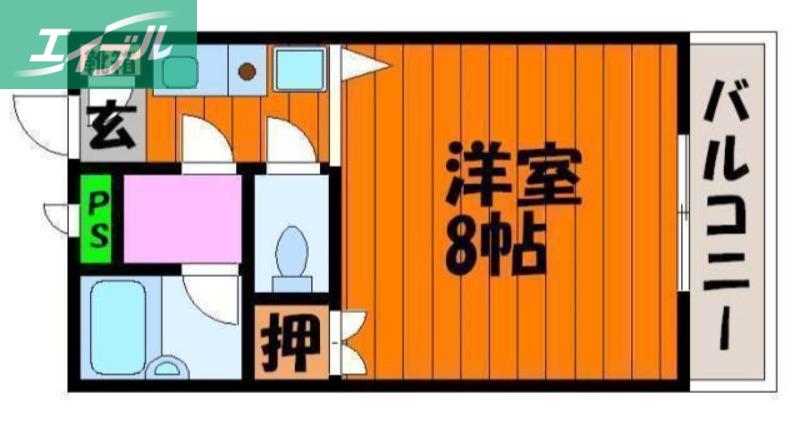 プリメゾン岡山南方(1K/4階)の間取り写真