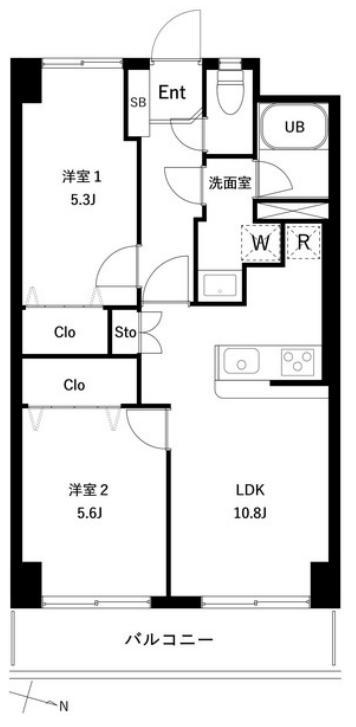 PARK MODERN つつじヶ丘(2LDK/8階)の間取り写真