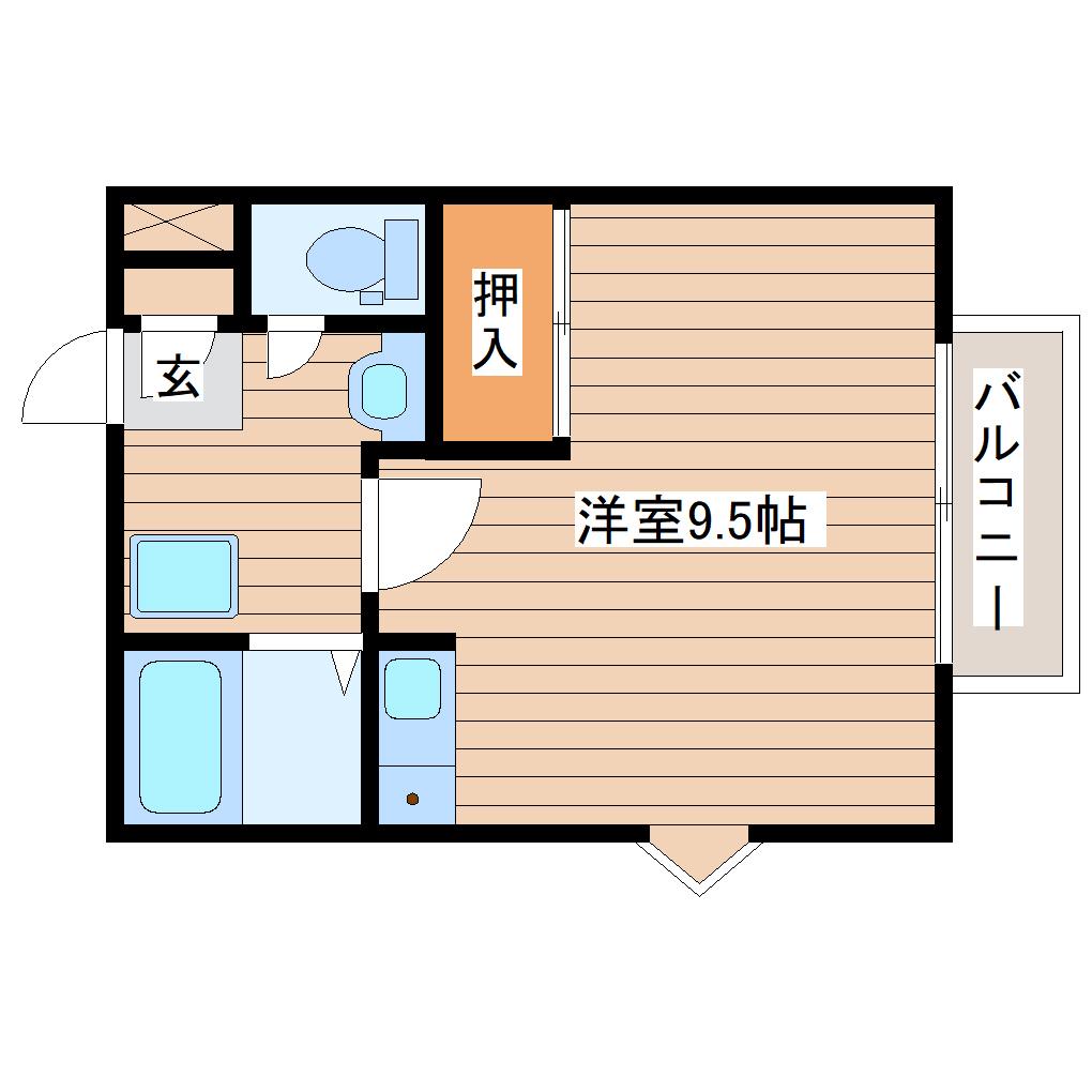 ラポール桜木(ワンルーム/2階)の間取り写真