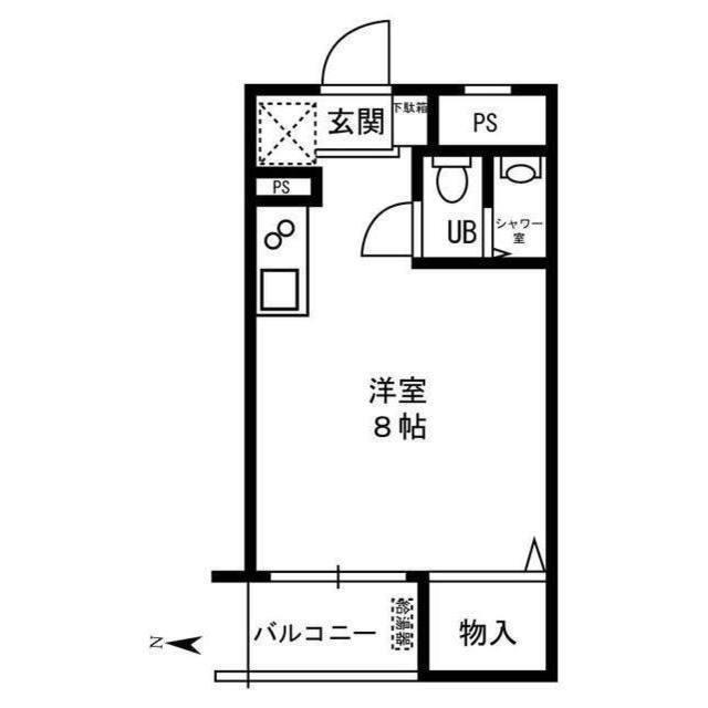 プライムハイツ(ワンルーム/2階)の間取り写真