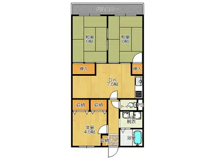 第2シャルマン四條畷(3LDK/3階)の間取り写真