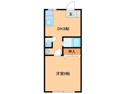 悠遊の里(1DK/1階)の間取り写真