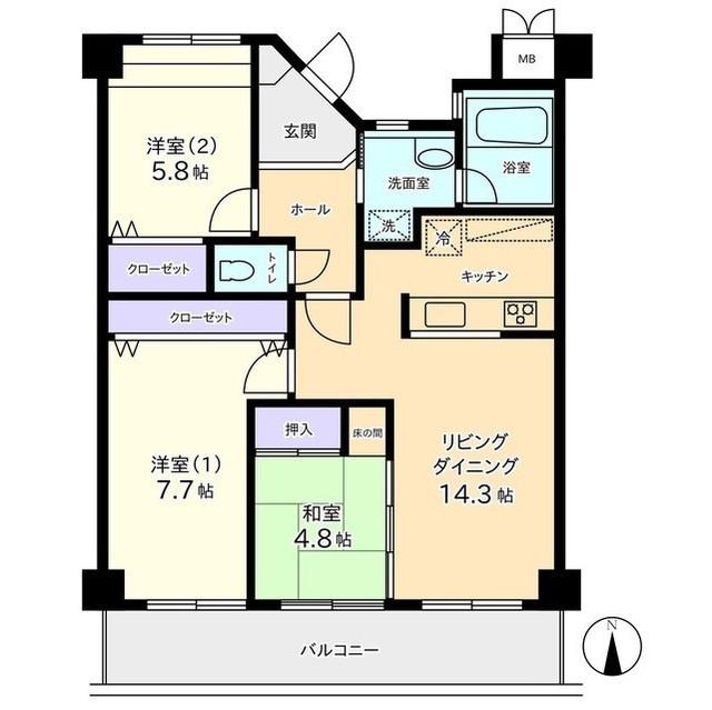 信開ガーデンコート栄町(3LDK/4階)の間取り写真