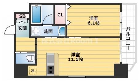 スプランディッド安土町(1LDK/6階)の間取り写真