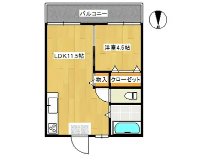 トラストポート広瀬川(1LDK/2階)の間取り写真
