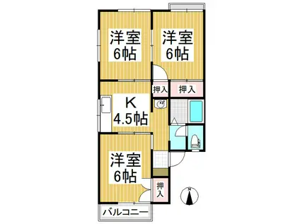 パークシティー高山(3K/1階)の間取り写真