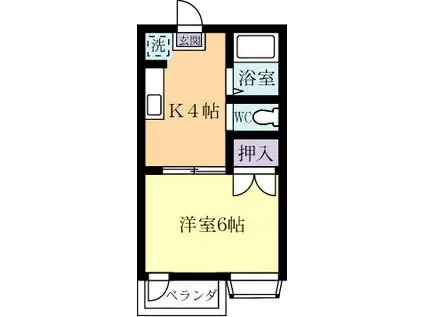 ハイツバロン2(1K/1階)の間取り写真
