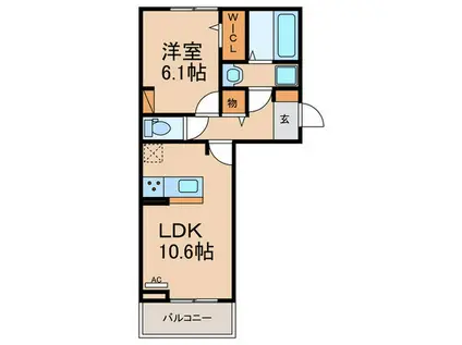 ボヌール石蔵(1LDK/2階)の間取り写真