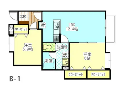 プレミールII(2LDK/1階)の間取り写真