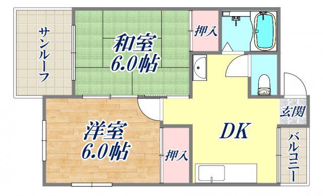 東雲マンションB(2DK/2階)の間取り写真