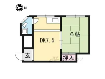 松風荘(1LDK/2階)の間取り写真