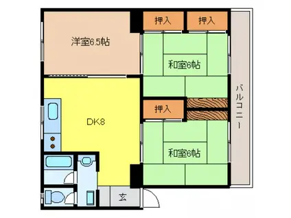 横山マンション(3DK/3階)の間取り写真